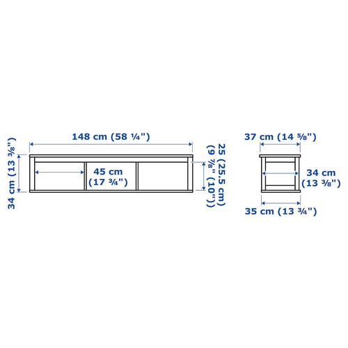 HEMNES Wall/bridging shelf, white stain, 148x37 cm