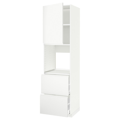 METOD / MAXIMERA Hi cab f ov w dr/2 frnts/2 hi drwrs, white/Voxtorp matt white, 60x60x220 cm