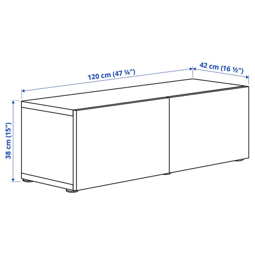 BESTÅ Shelf unit with glass doors, white Glassvik/white/light green clear glass, 120x42x38 cm