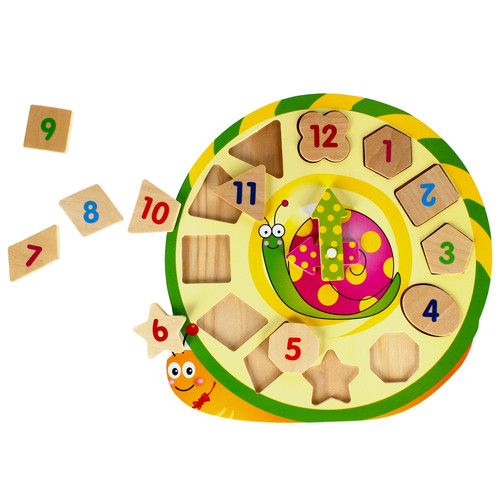 Wooden Educational Clock, random patterns, 1pc, 3+