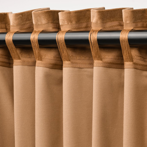 SANELA Room darkening curtains, 1 pair, light brown, 140x300 cm