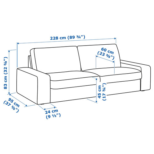 KIVIK 3-seat sofa, Kelinge grey-turquoise