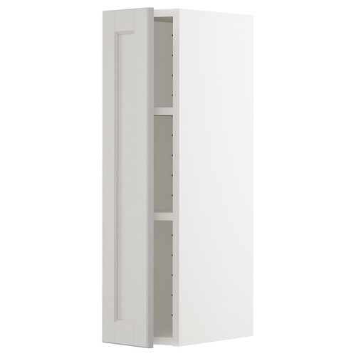 METOD Wall cabinet with shelves, white/Lerhyttan light grey, 20x80 cm