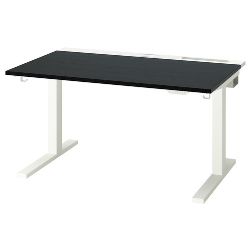 MITTZON Desk sit/stand, electric black stained ash veneer/white, 120x80 cm