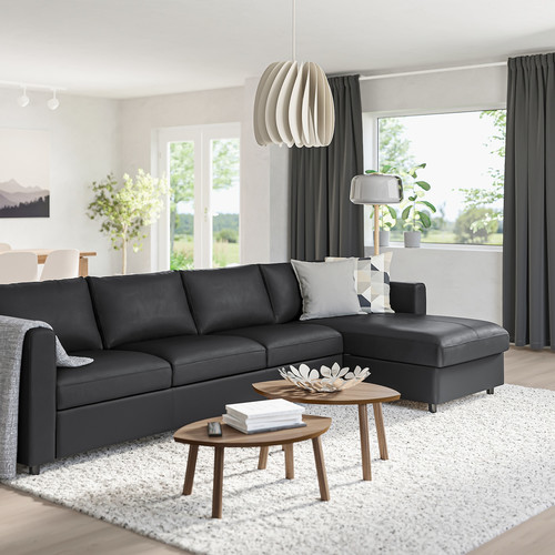 VIMLE 4-seat sofa, with chaise longue, Grann/Bomstad black