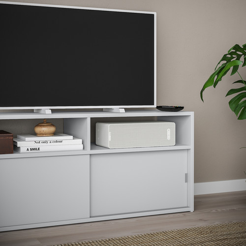 SPIKSMED TV bench, light grey, 97x32 cm