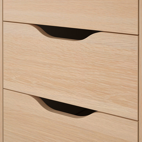 ALEX Drawer unit on castors, white stained oak effect/black, 36x76 cm