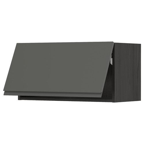 METOD Wall cabinet horizontal w push-open, black/Voxtorp dark grey, 80x40 cm