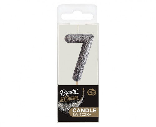 Birthday Candle Number 7, glitter black