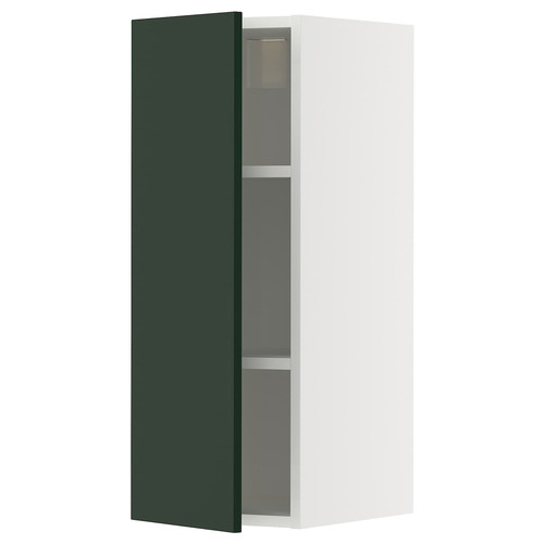 METOD Wall cabinet with shelves, white/Havstorp deep green, 30x80 cm