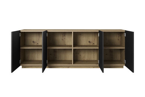 Four-Door Cabinet Asha 200cm, artisan/matt black