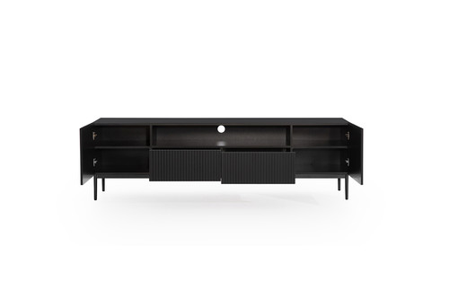 TV Cabinet Nicole 200cm, matt black, black legs