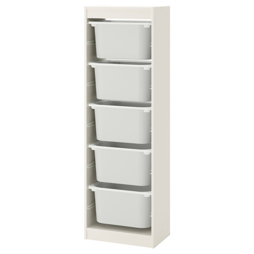 TROFAST Storage combination with boxes, white/white, 46x30x145 cm