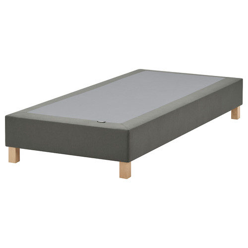 LYNGÖR Sprung mattress base with legs, dark grey, 90x200 cm