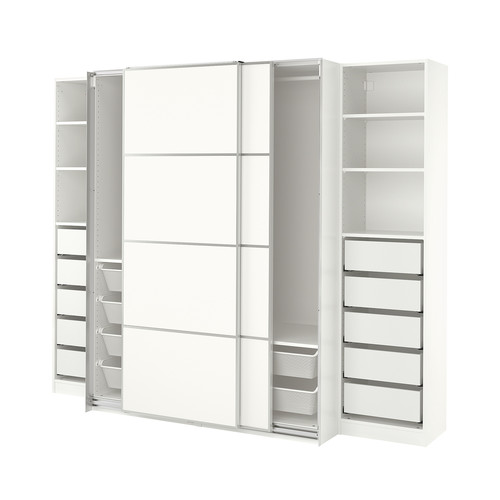 PAX / MEHAMN Wardrobe, white/double sided white, 250x66x201 cm