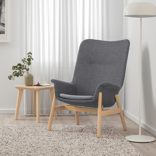 VEDBO High-back armchair, Gunnared dark grey