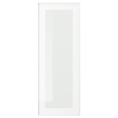 HEJSTA Glass door, white/clear glass, 30x80 cm