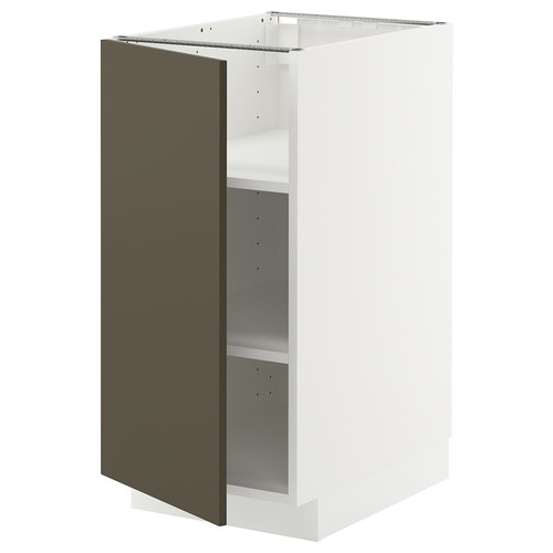 METOD Base cabinet with shelves, white/Havstorp brown-beige, 40x60 cm