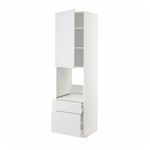 METOD / MAXIMERA Hi cab f ov w dr/2 frnt/1 m/1 h drw, white/Stensund white, 60x60x220 cm