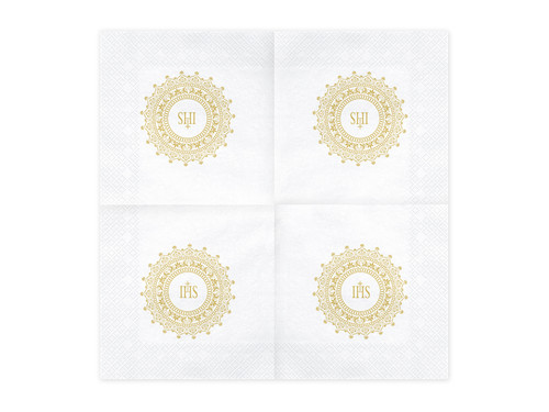 Paper Napkin IHS Holy Communion 33x33cm 20pcs, gold