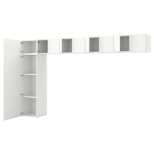 PLATSA Wardrobe w 10 doors, Fonnes white, 380x42x221 cm