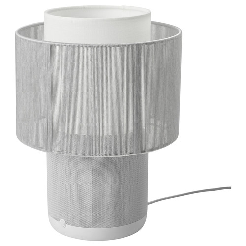 SYMFONISK Speaker lamp w Wi-Fi, textile shade, white