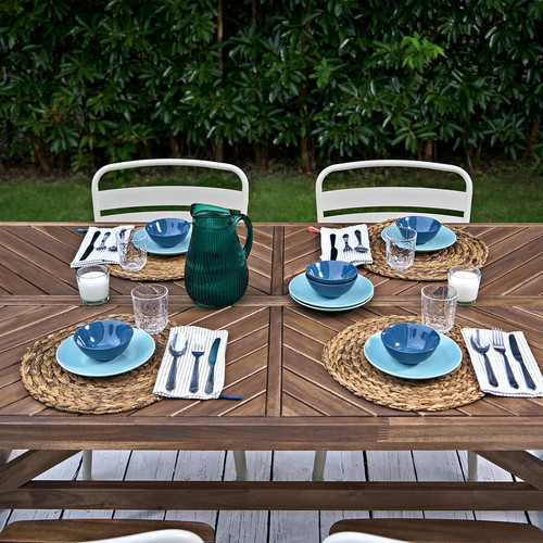 NORRMANSÖ / NORRMANSÖ Table+6 chairs, outdoor, acacia/beige acacia, 220x100 cm