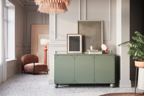 Cabinet Sonatia II 150 cm, with 4 internal drawers, olive