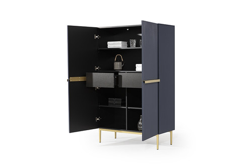 Cupboard Nicole, dark blue, gold legs