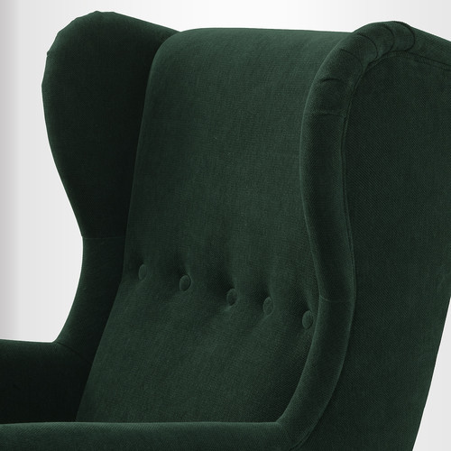 STRANDMON Armchair and footstool, Tallmyra dark green