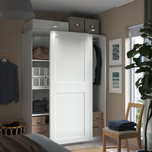 PAX / GRIMO Wardrobe, white/white, 150x66x201 cm