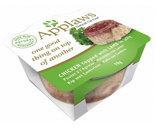 Applaws Natural Cat Food Chicken Topeed with Lamb in Jelly 70g