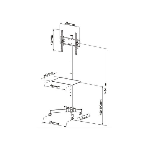 Mobile 23-55" TV Stand with Shelf