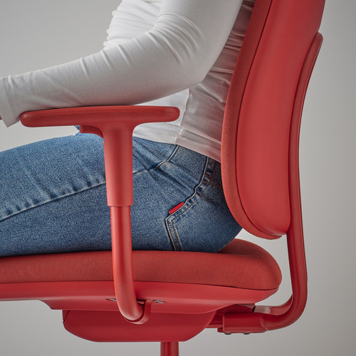 SMÖRKULL Office chair with armrests, Gräsnäs red