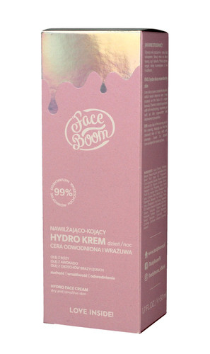 Bielenda Face Boom Hydro Face Cream for Dry & Sensitive Skin Natural Vegan 50ml