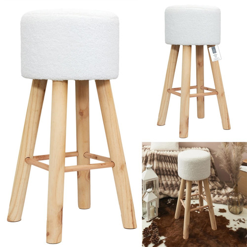 Bar Stool Freya, white/natural