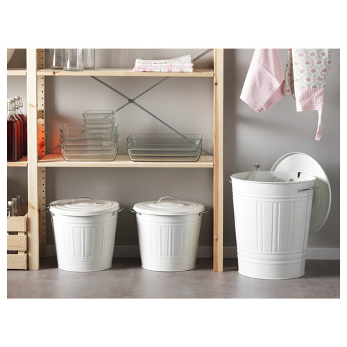 KNODD Bin with lid, white, 40 l