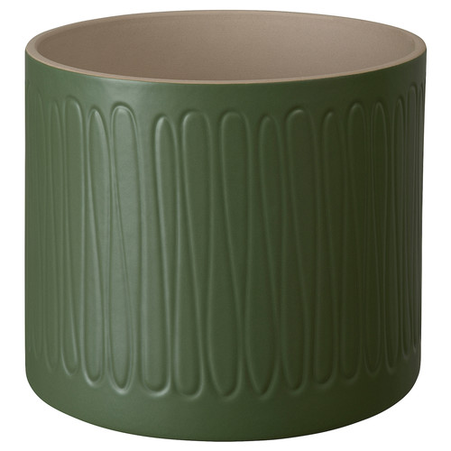 GINNALALÖNN Plant pot, in/outdoor green, 19 cm