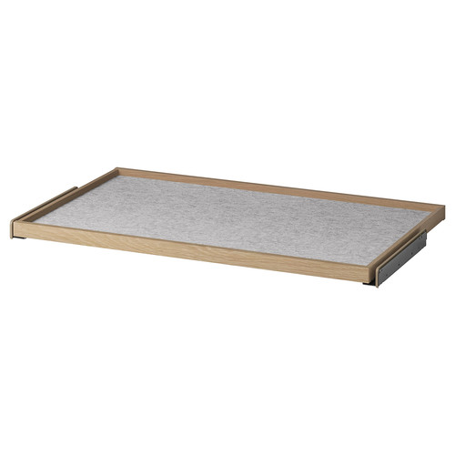 KOMPLEMENT Pull-out tray with drawer mat, white stained oak effect/light grey, 100x58 cm