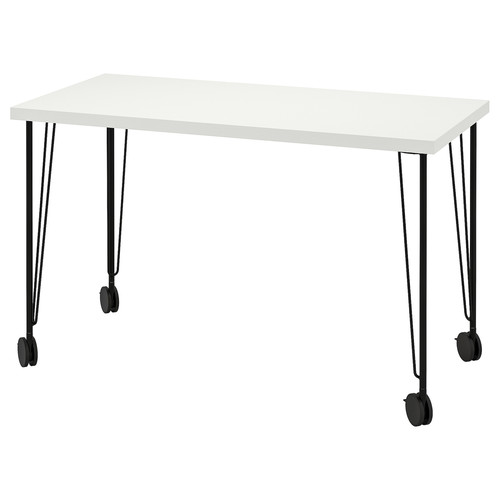 LAGKAPTEN / KRILLE Desk, white/black, 120x60 cm