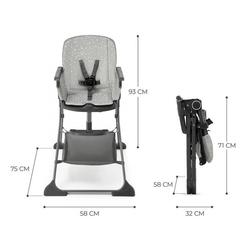 Kinderkraft Highchair High Chair FOLDEE, grey