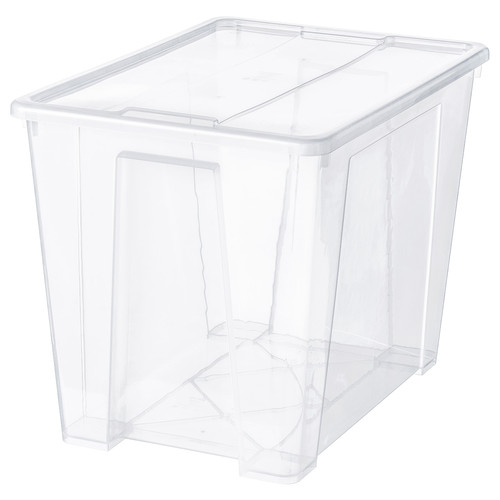 SAMLA Box with lid, transparent, 57x39x42 cm/65 l