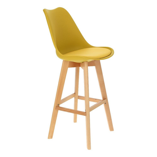 Bar Stool Norden Wood, high, PP, yellow