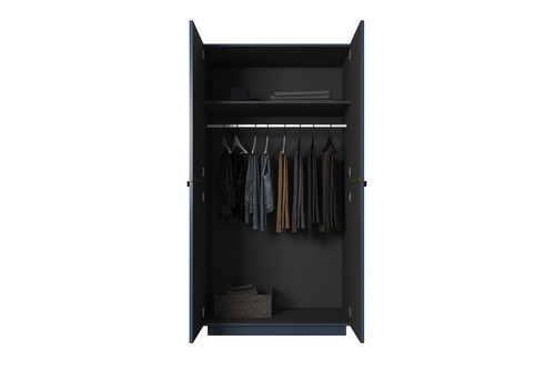 Wardrobe Nicole 100 cm, dark blue, gold handles