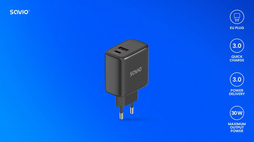 Savio Wall Charger 30W Quick Charge, Power Delivery 3.0, LA-06/B EU Plug