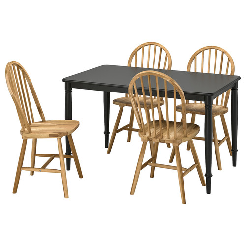 DANDERYD / SKOGSTA Table and 4 chairs, black/acacia, 130 cm