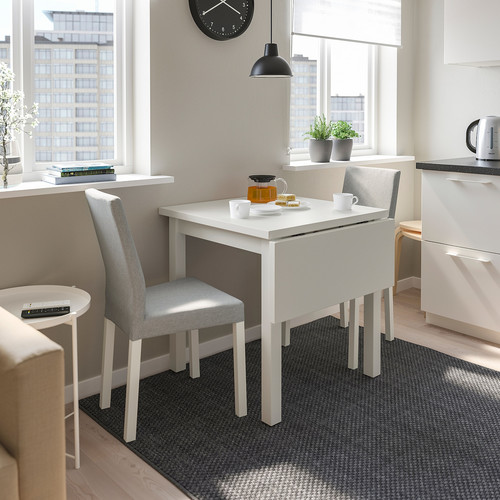 NORDVIKEN / KÄTTIL Table and 2 chairs, white/Knisa light grey, 74/104 cm