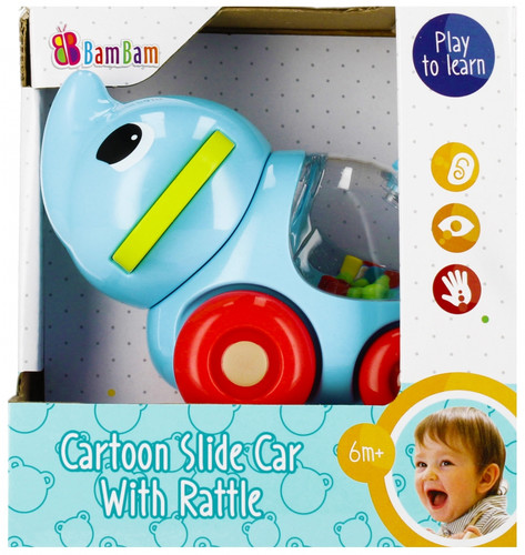 Bam Bam Cartoon Slide Car with Rattle Elephant 6m+