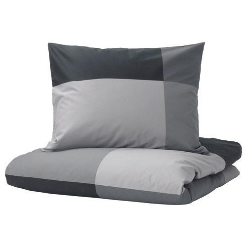 BRUNKRISSLA Duvet cover and 2 pillowcases, black, 200x200/50x60 cm