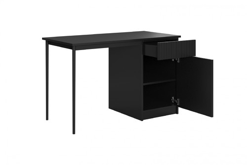 Desk with Drawer Nicole 120 cm, matt black, black legs